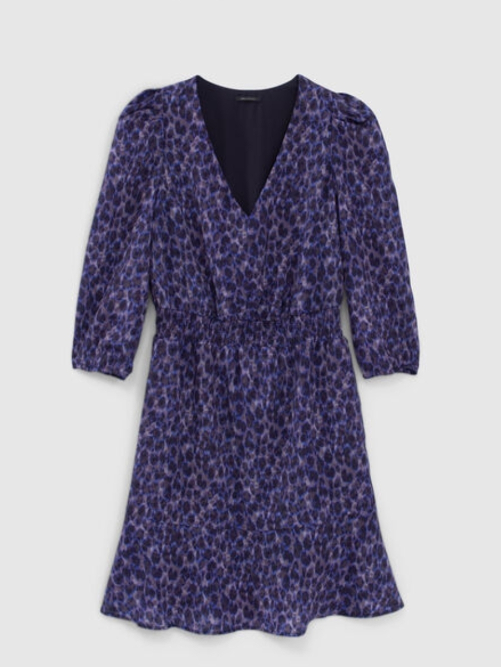 Ikks Women’s navy recycled tachist print dress, SIZE 38 (EU) or 6 (US)